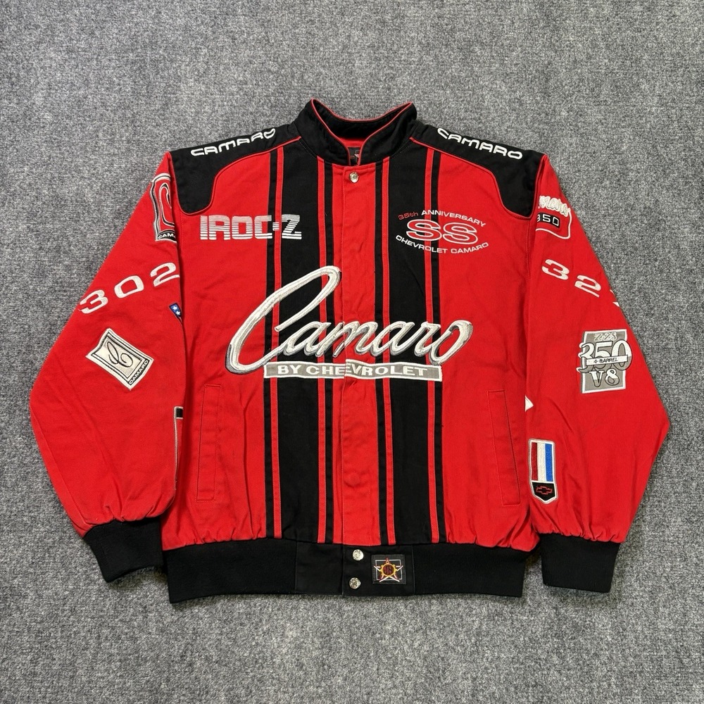 Vintage JH Design Chevrolet Camaro Jacket Men's Large Red Black Racing Z28 RS350